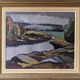 Mid-Century Modern "Meander" Vintage Expressionist River Landscape Oil Painting, Framed