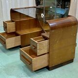 English art deco hairdresser in oak and walnut