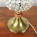 Brass & Crystal Table Lamp, Czechoslovakia 1970s