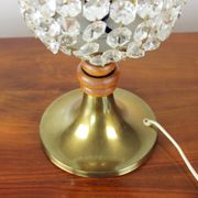 Brass & Crystal Table Lamp, Czechoslovakia 1970s