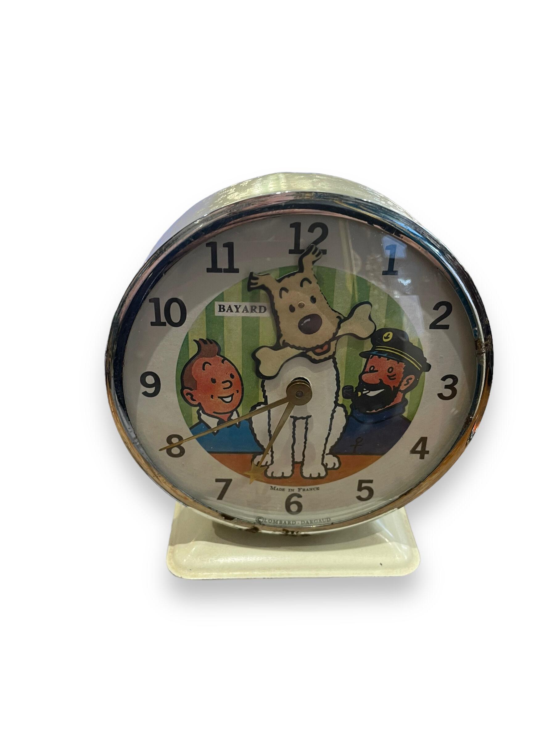 Tintin alarm clock bayard animated mechanical metal 1960s
