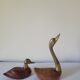 Duck and swan in brass and wood