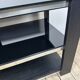 Tv hi-fi unit in black melamine and brushed aluminium, vintage 80s.