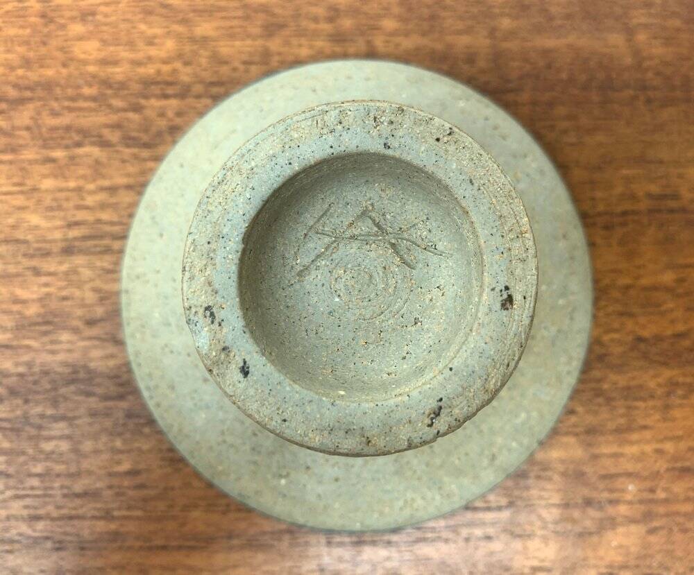 Danish ceramic candlestick from the mid-century by Herman A. Kähler for Hak, 1960s.