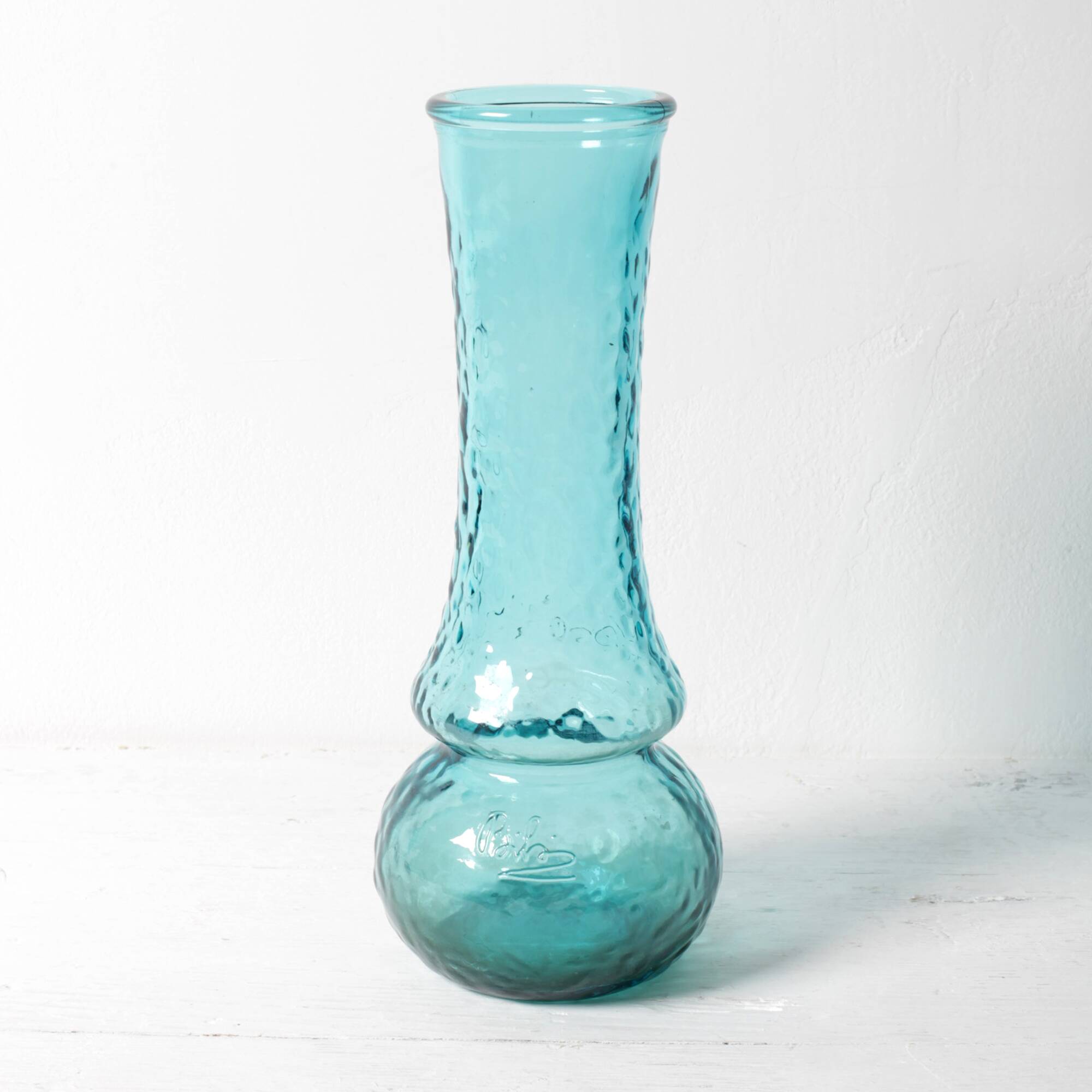 Turquoise Stylish Glass Flower Vase / Bibi / Italy / 1980s