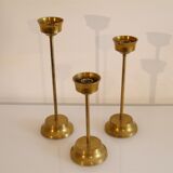 Set of 3 Scandinavian brass candle holders 1970