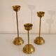 Set of 3 Scandinavian brass candle holders 1970