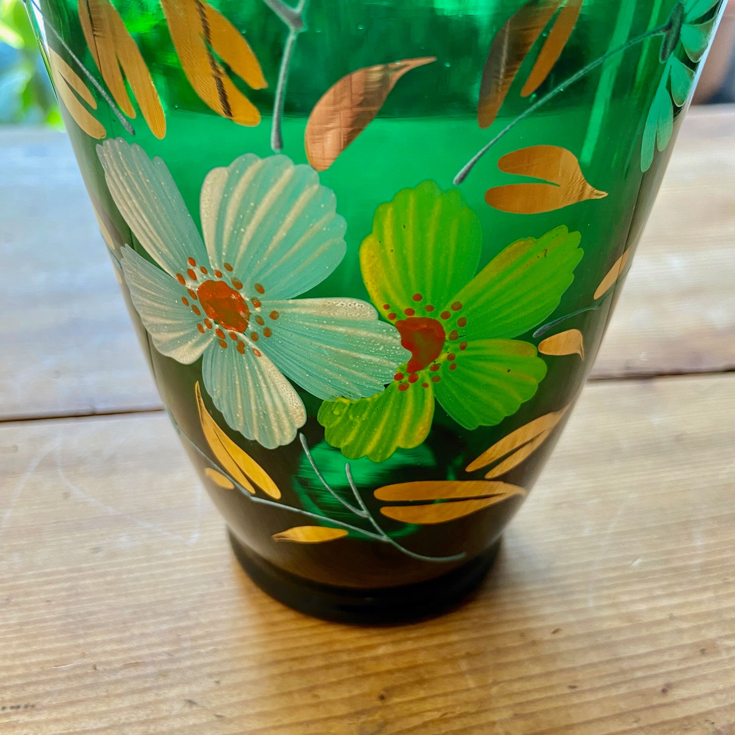 Vase en verre peint-Années 50