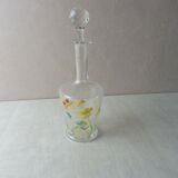 Ancienne carafe émaillée, décor fleurs, Legras