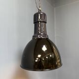 Large black enamel Bauhaus factory lamp