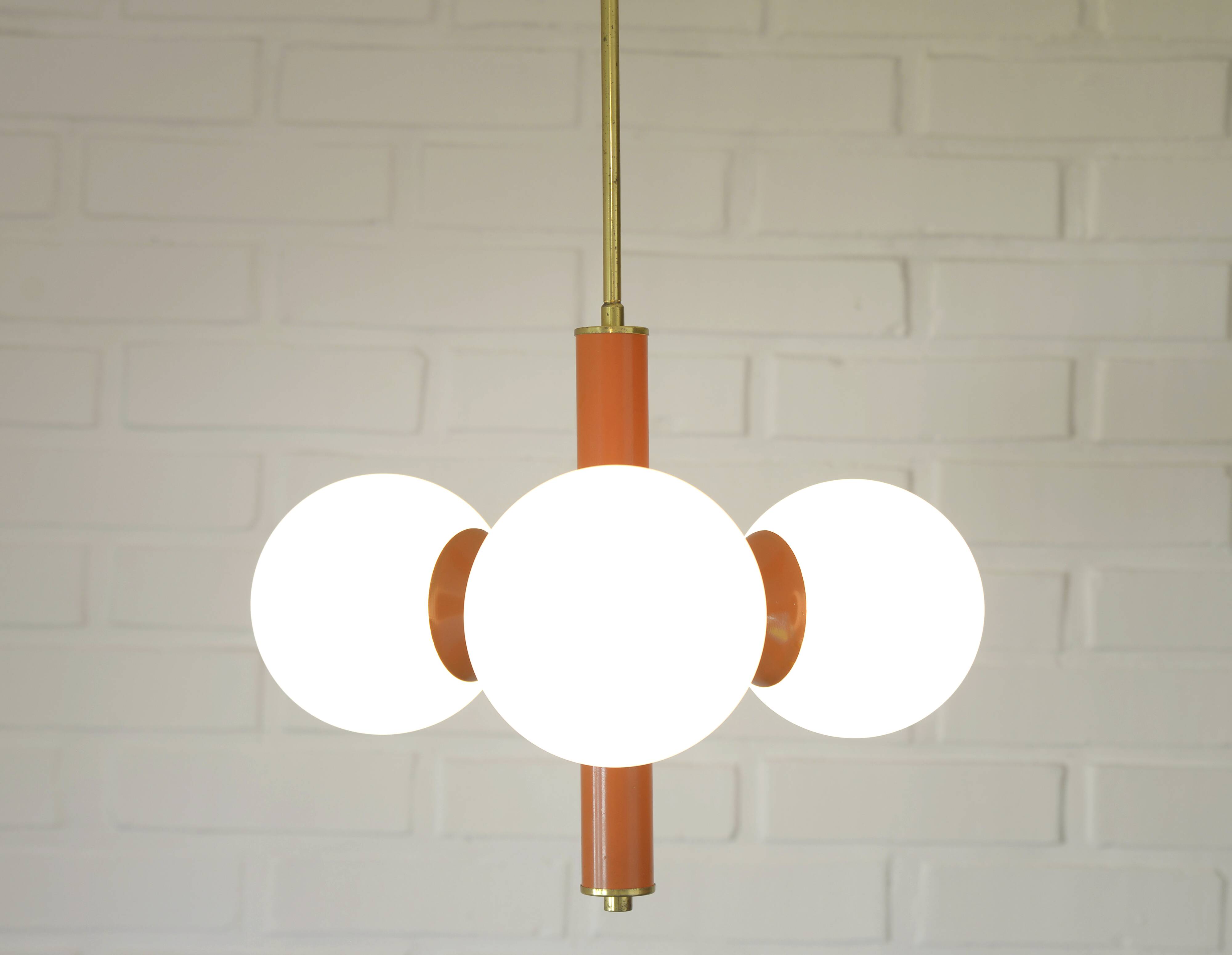 Lustre Spoutnik vintage suspendu Space Age orange rétro éclairage de plafond