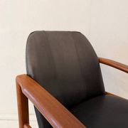 Mid-century modern chair in teak and black leather, Germany, 1960s