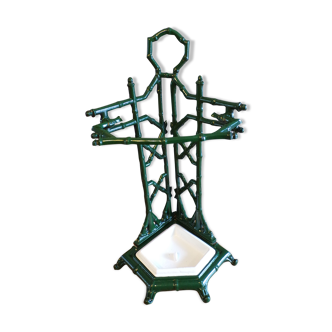 Art Deco enamelled cast iron umbrella stand with bamboo appearance