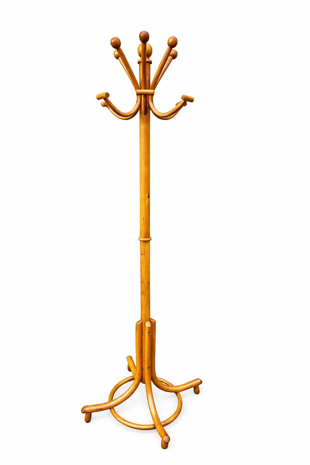 Antique curved wood parrot coat rack in Viennese style