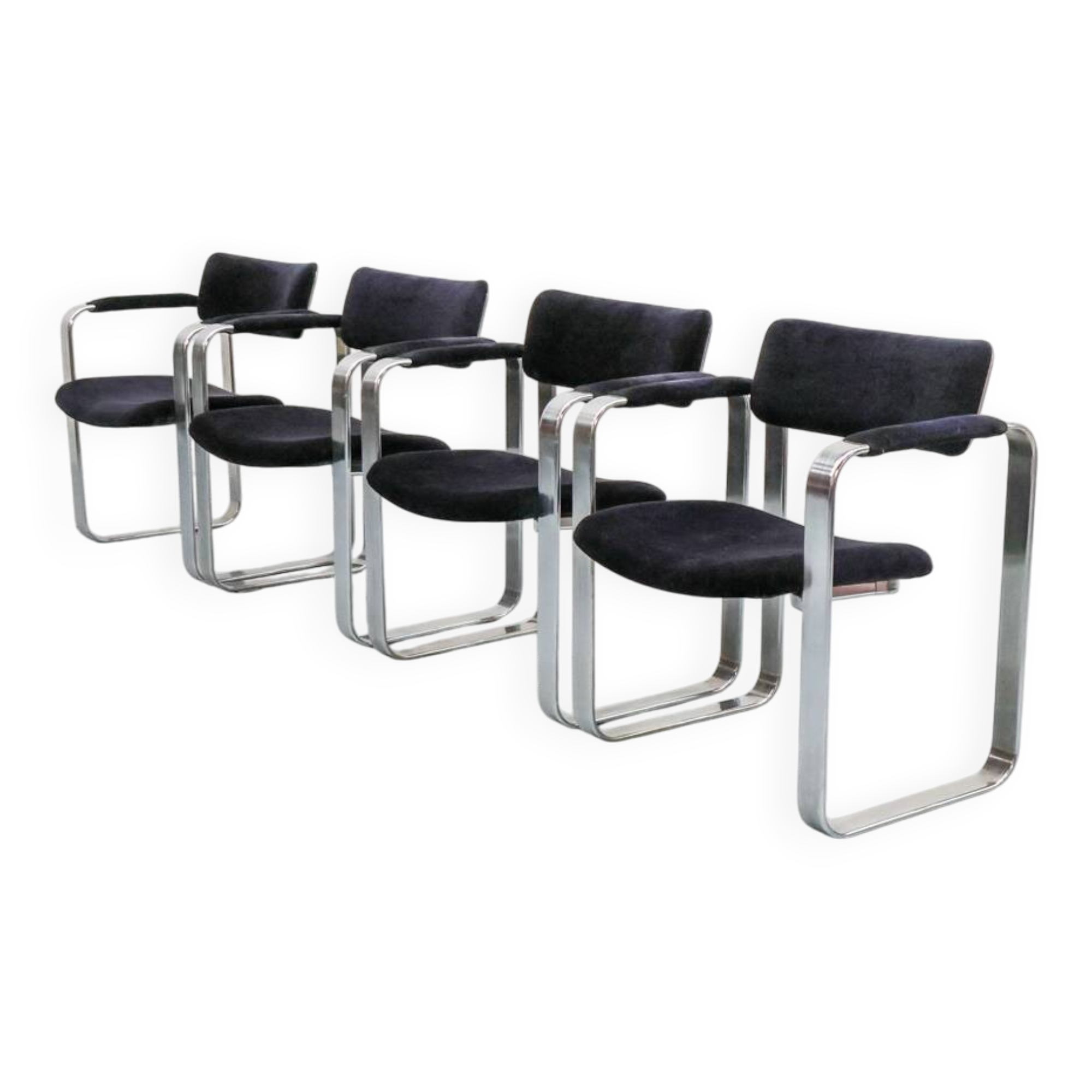 Lot de 4 chaises argentées Eero Aarnio