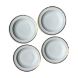 4 assiettes creuses porcelaine blanche doré limoges lafarge & c