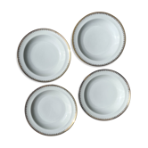4 assiettes creuses porcelaine blanche doré limoges lafarge & c