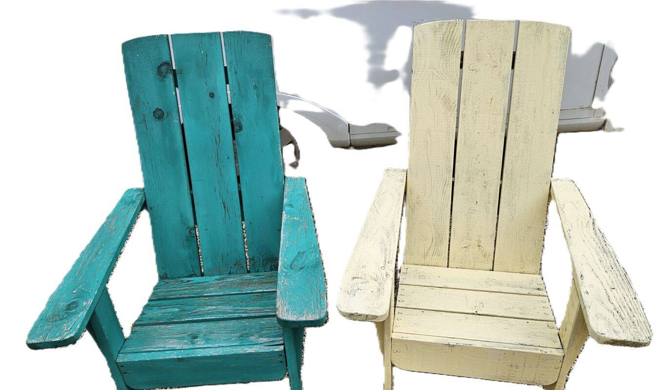 Pair of antique painted wooden garden chairs