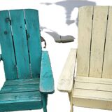 Pair of antique painted wooden garden chairs