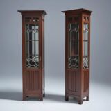 Pair of Art Nouveau solid wood showcases, Central Europe, circa 1910