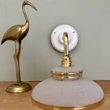 Vintage elbow wall lamp with white and gold granite glass shade