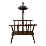 Turned wood push ashtray and magazine rack