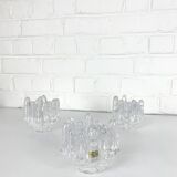 Sunflower Glass Candle Holders, Göran Wärff for Kosta Boda, Sweden, 1970s, Set of 3