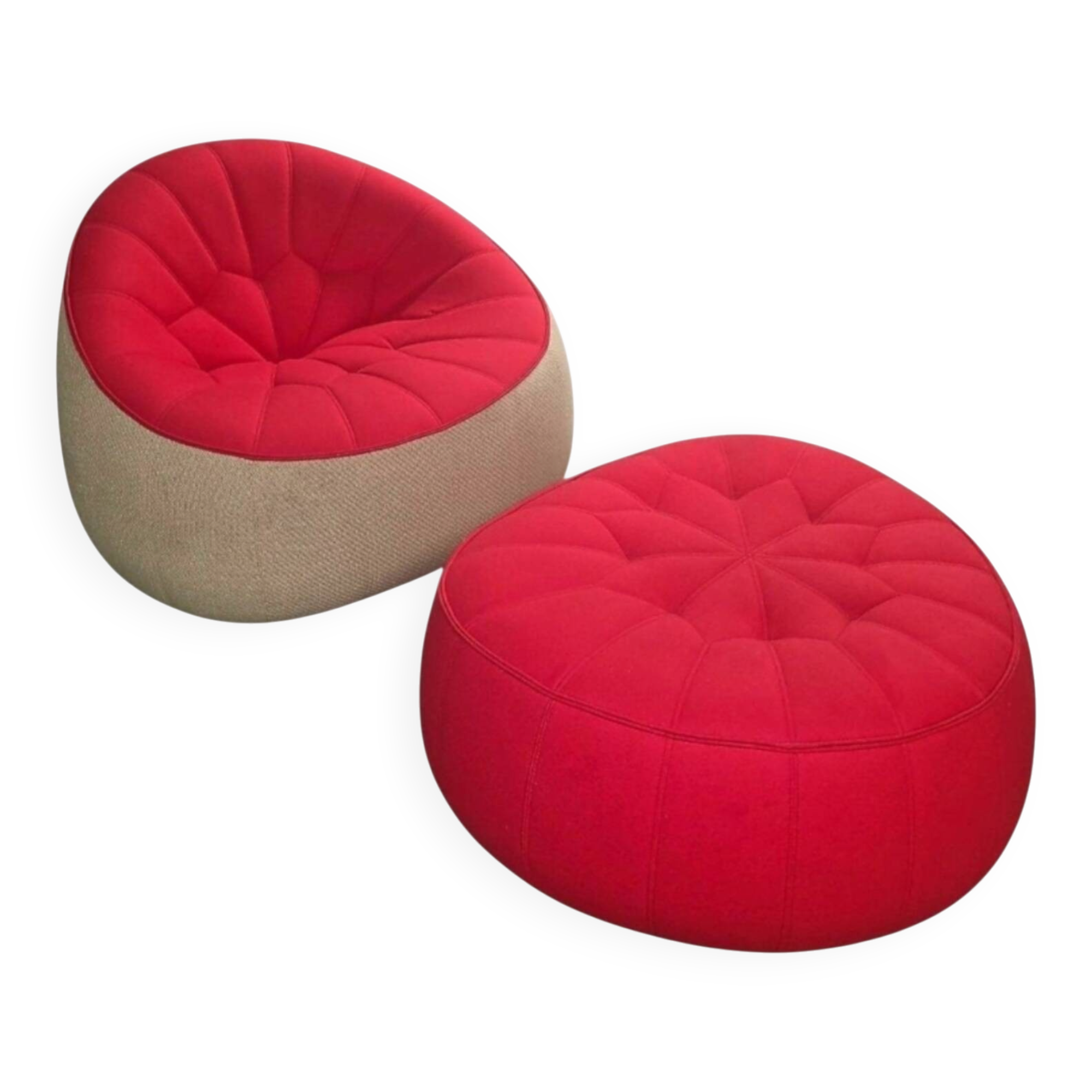 Armchair and Ottoman Pouf Set Cinna – Noé Duchaufour-Lawrance