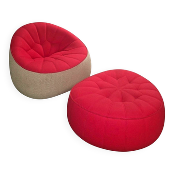 Armchair and Ottoman Pouf Set Cinna – Noé Duchaufour-Lawrance