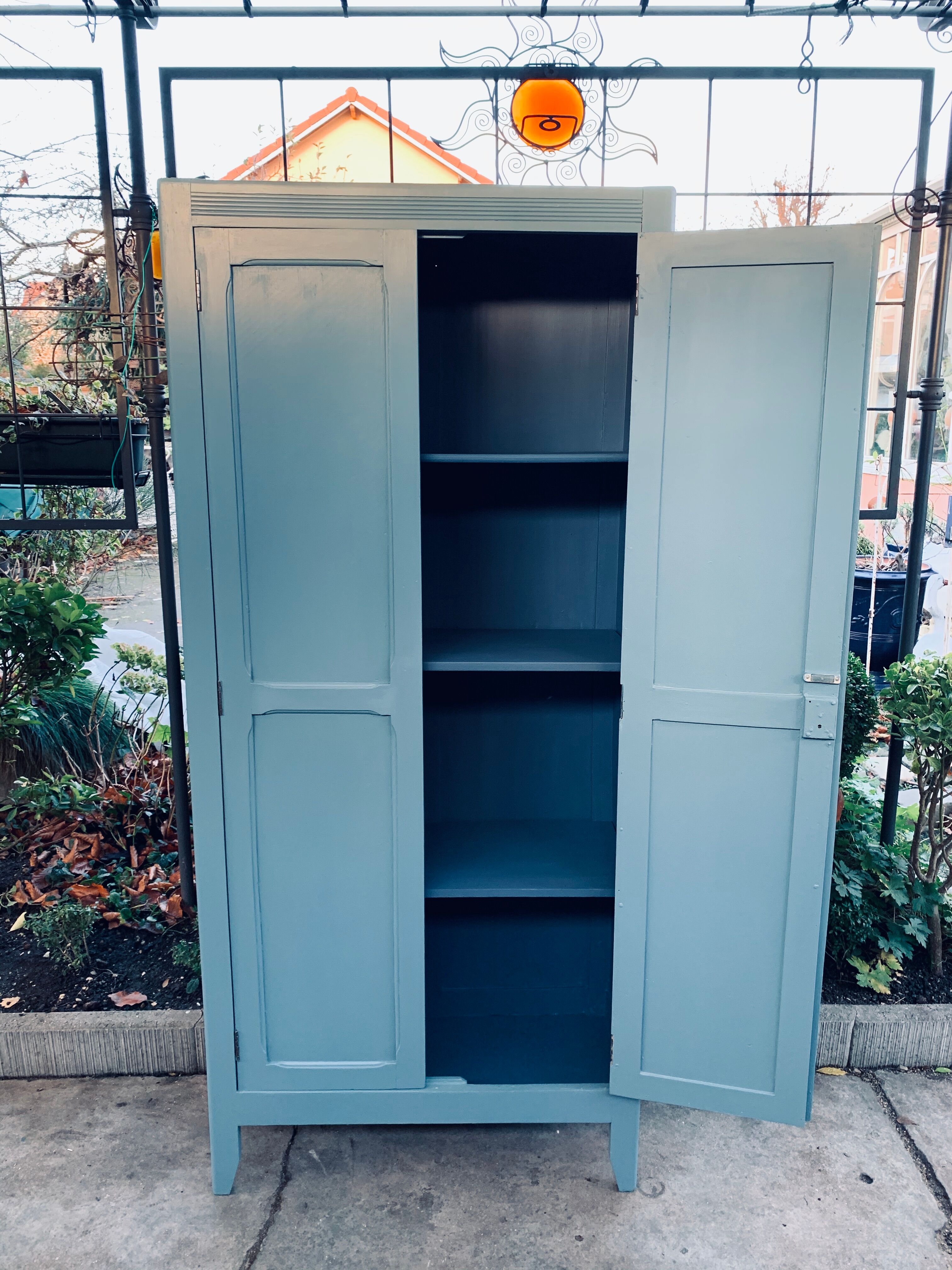 Blue grey parisian wardrobe