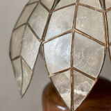 Mother-of-pearl and olive wood lamp