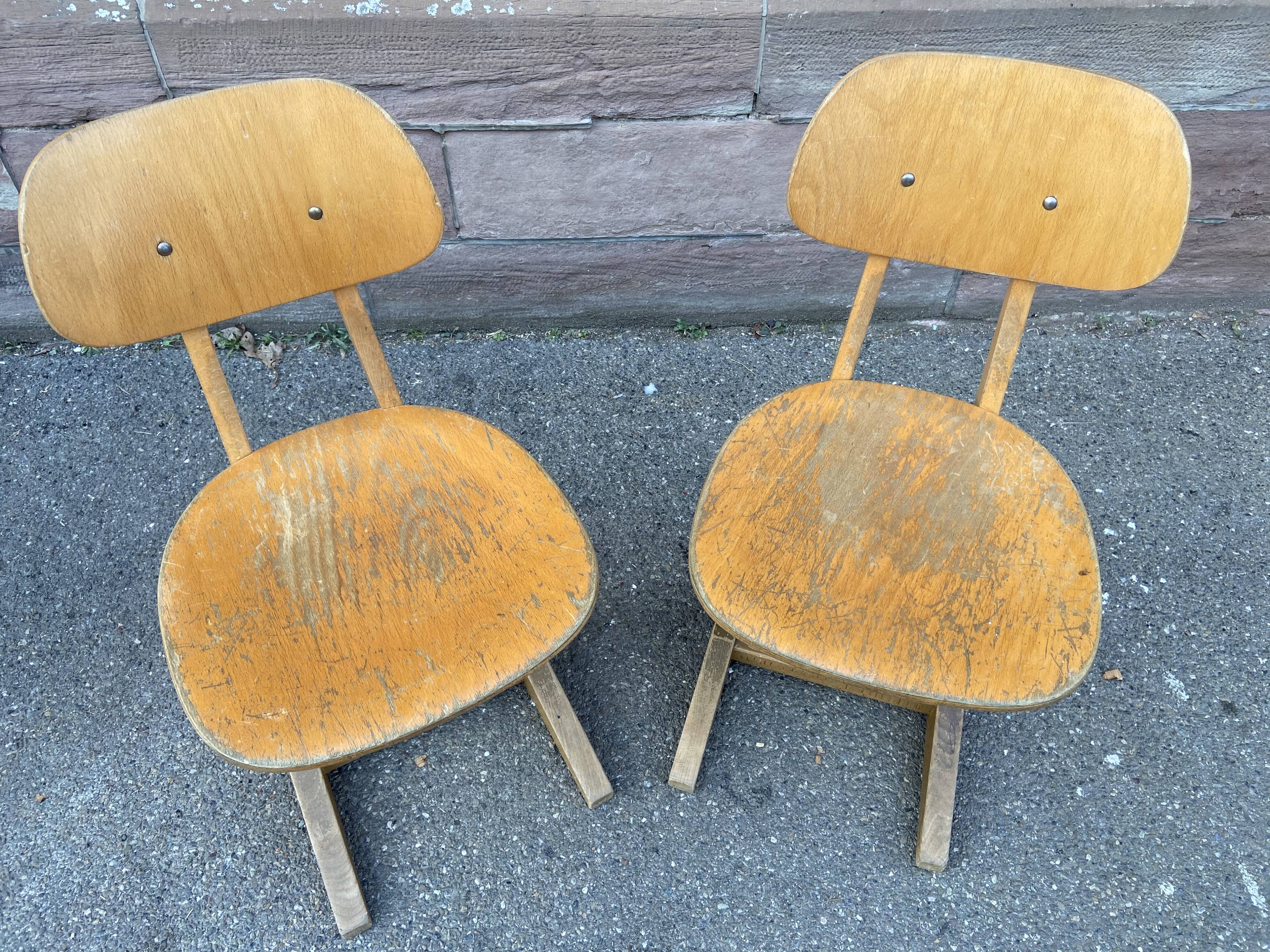 Pair of Casala vintage 1960 mid-century design adult school chairs
