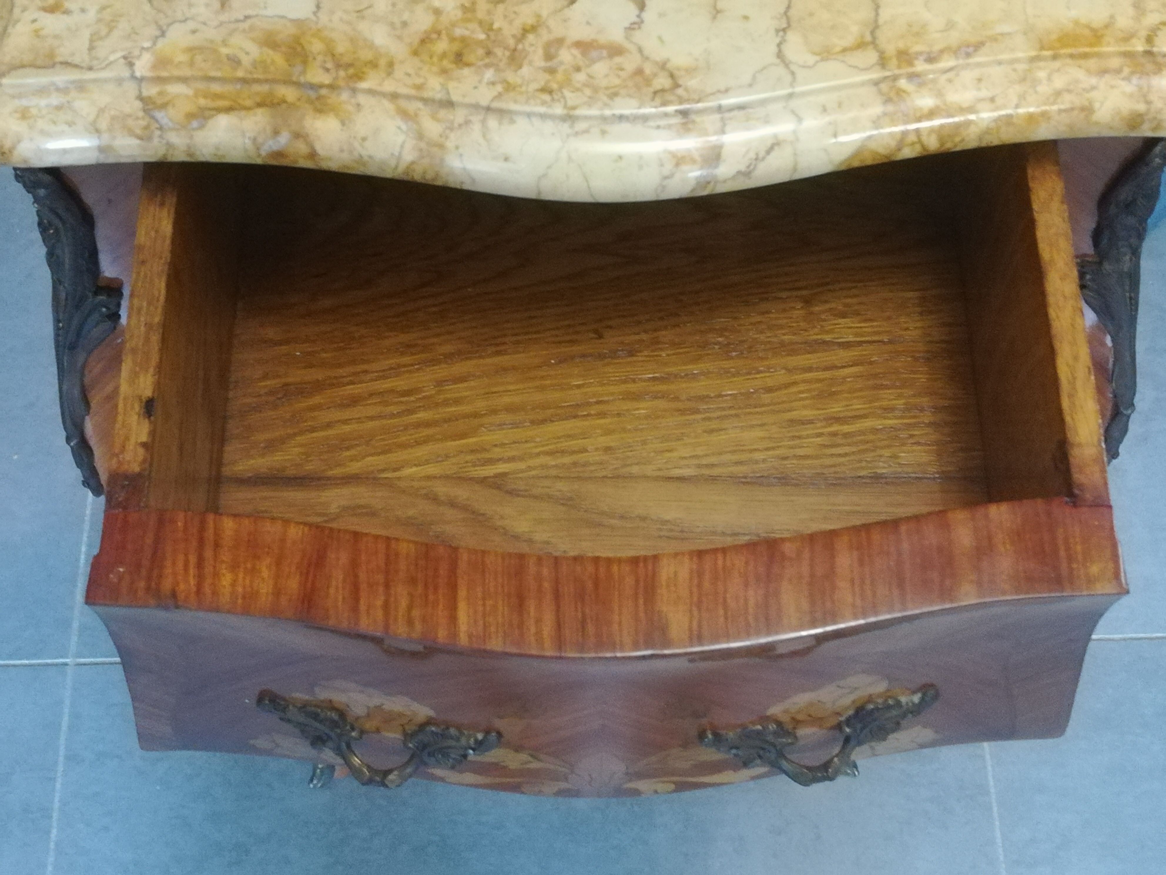 Pair of Louis XV style bedside tables in marquetry