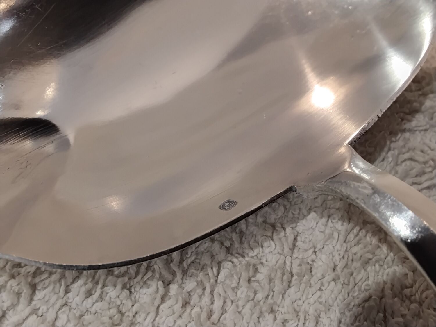 Ladle with a handle, 950 silver Minerva, Rocaille style, Ravinet.