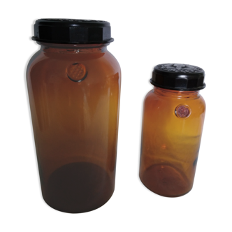 2 glass and bakelite pharmacy jars
