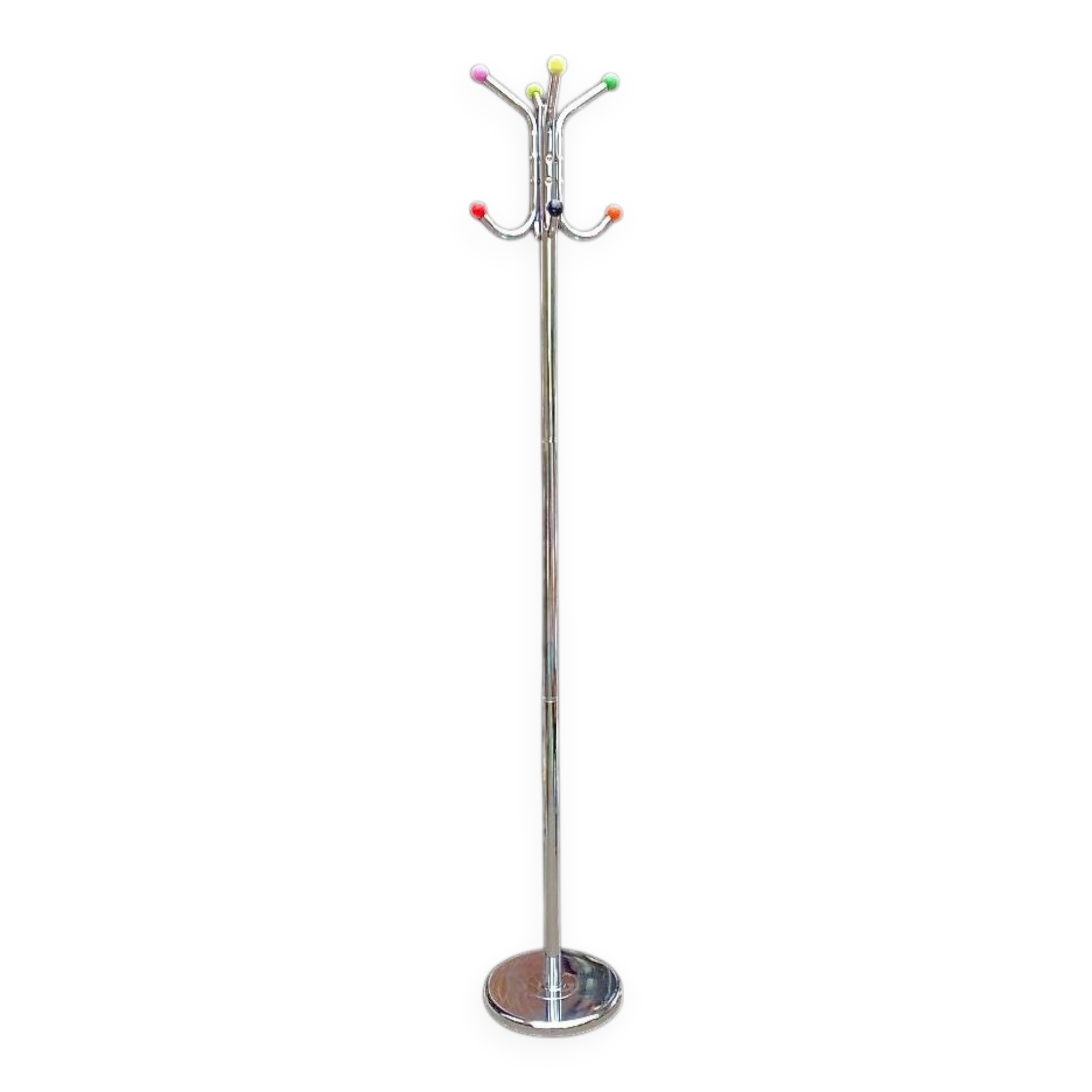 Chrome Parrot Coat Rack with Multi-Colored Balls – 1980s