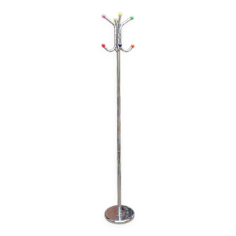 Portemanteau perroquet chromé à boules multicolores – années 80
