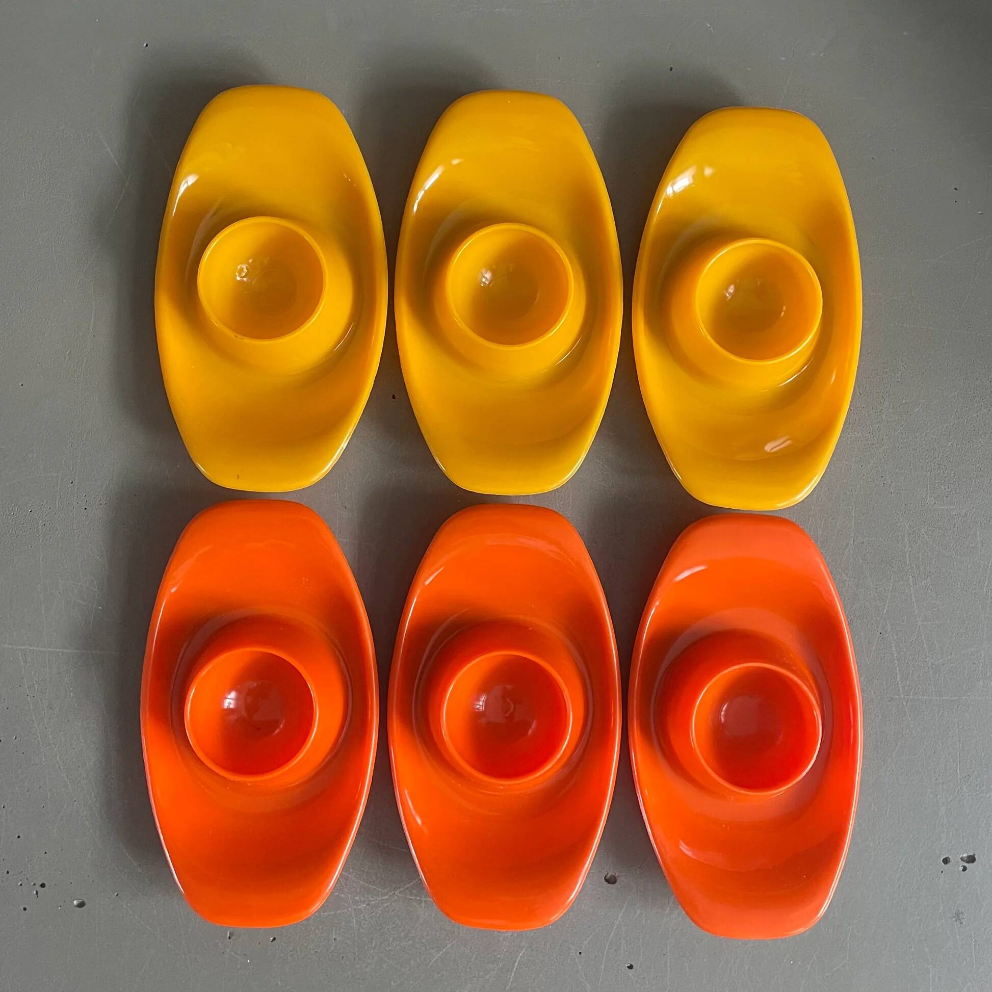 Set of 9 vintage plastic egg cups