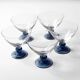 Set of 5 Mid-Century Blue Crystal Stem Coupes / Luigi Bormioli / Parma 1980