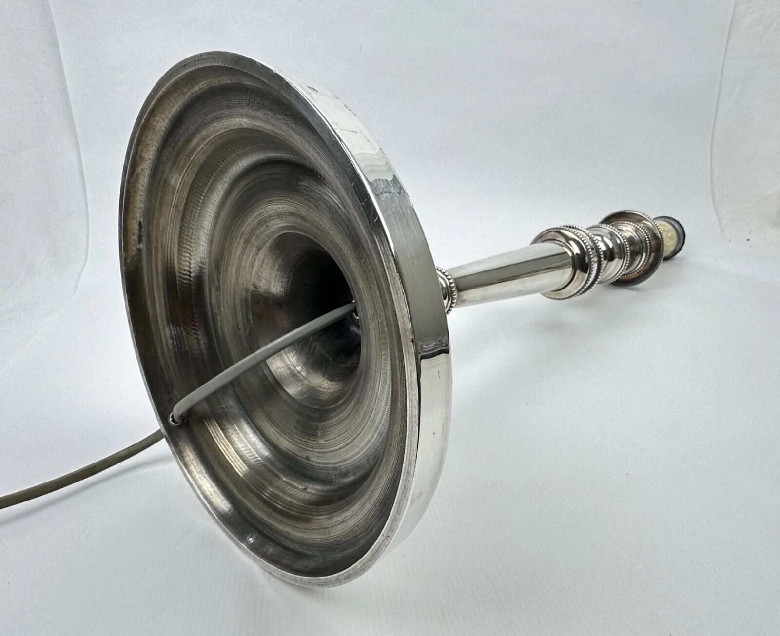 Silver-plated bronze lamp base, candlestick converted into a lamp, H. 53.5 cm