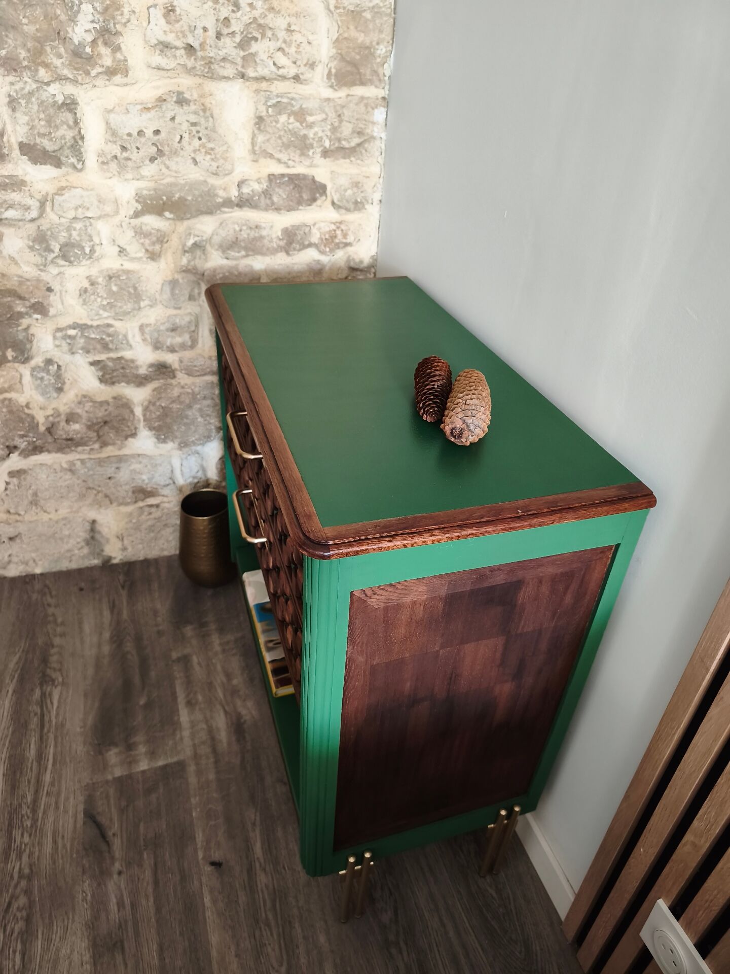 Vintage solid wood chest of drawers - unique handcrafted creation.