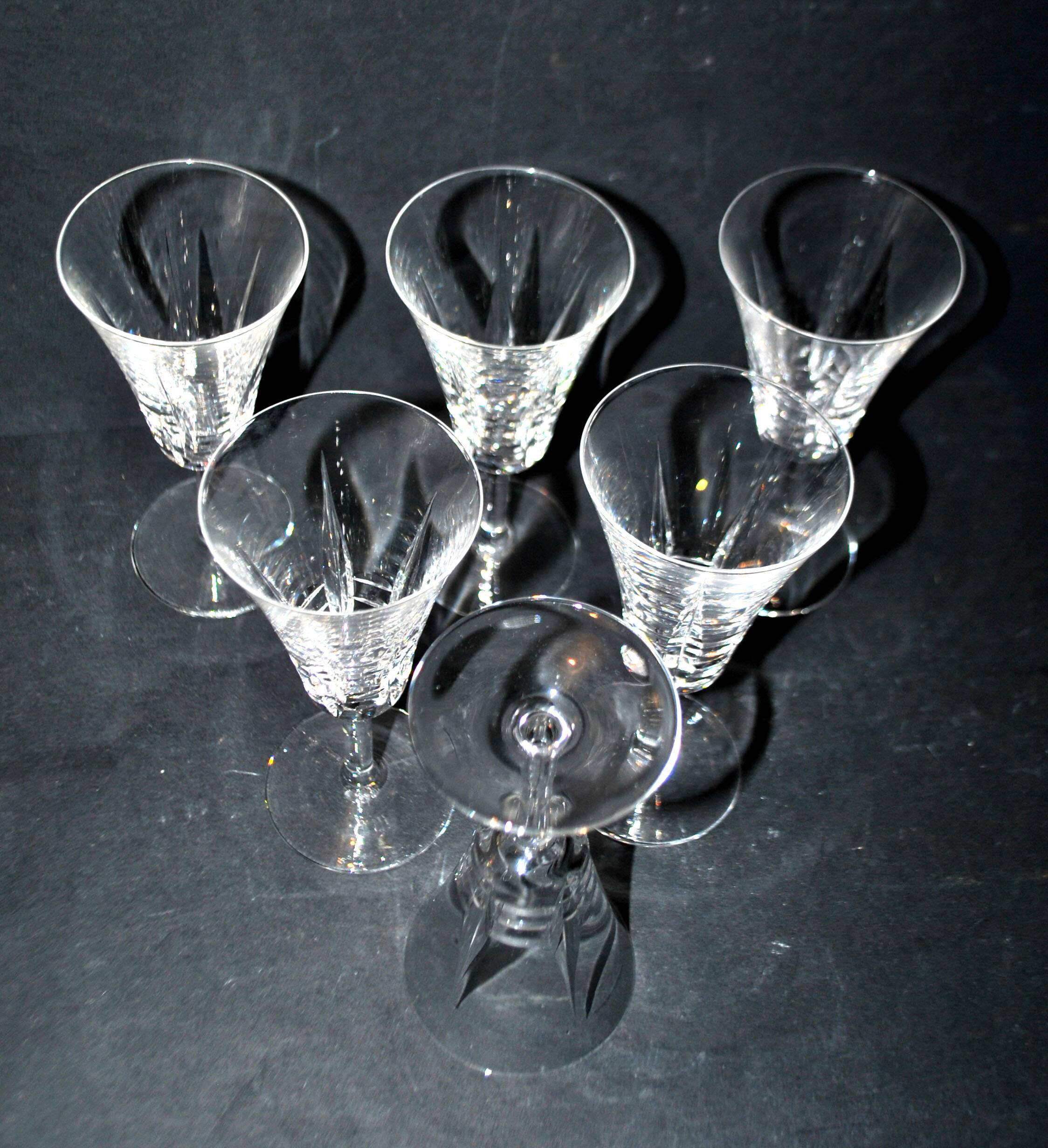 Set of 6 cut crystal wine glasses in cerdagne style - cristallerie lorraine lemberg? h13.5cm