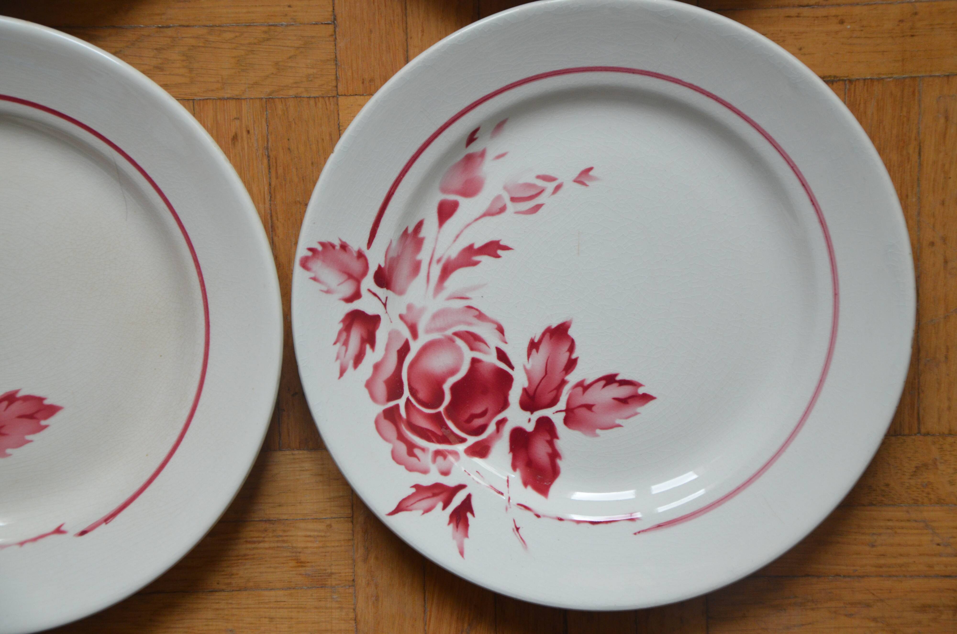 Lot de 4 assiettes Sarreguemines, collection Roseraie