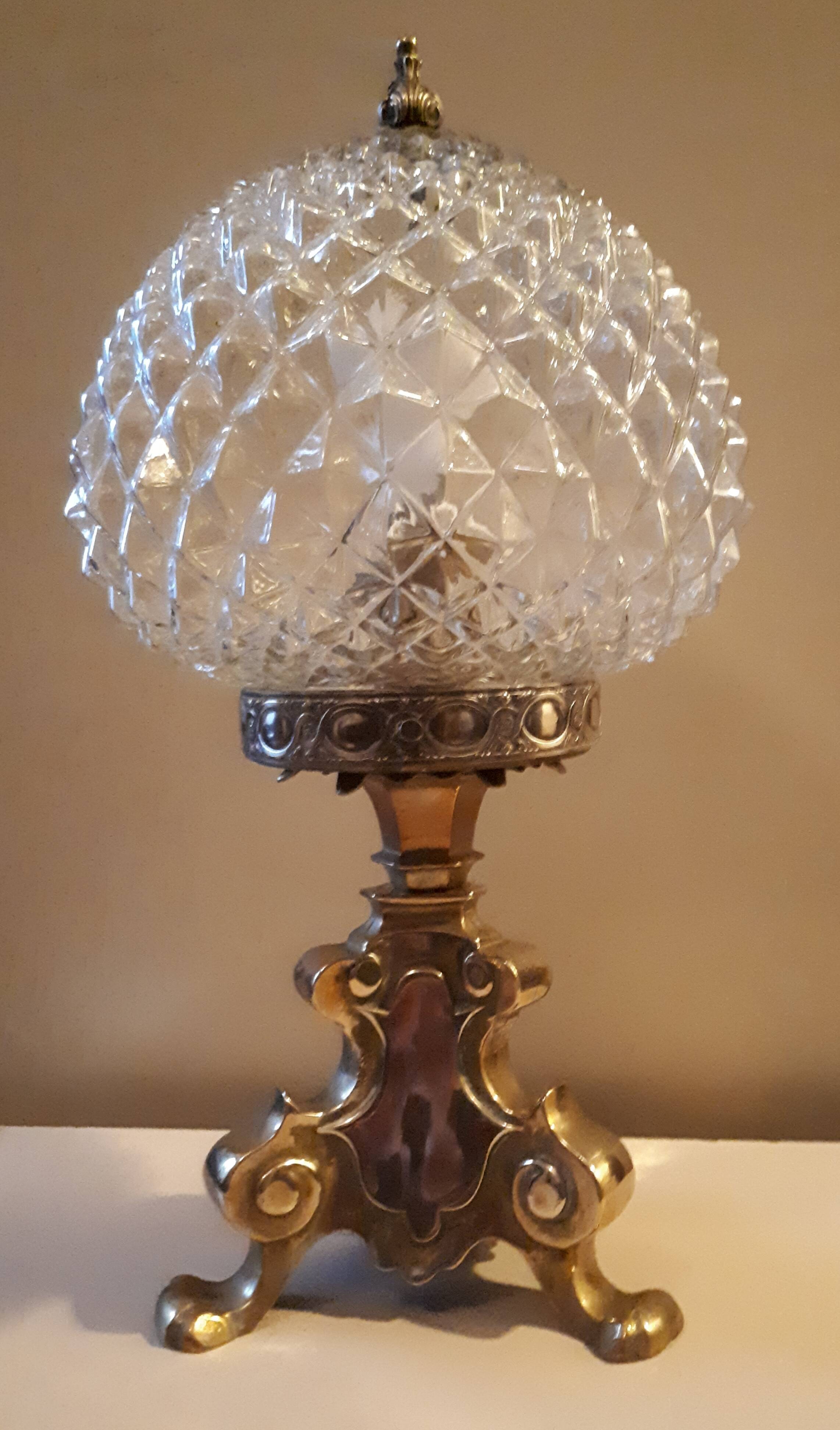 Lampe ananas verre et bronze