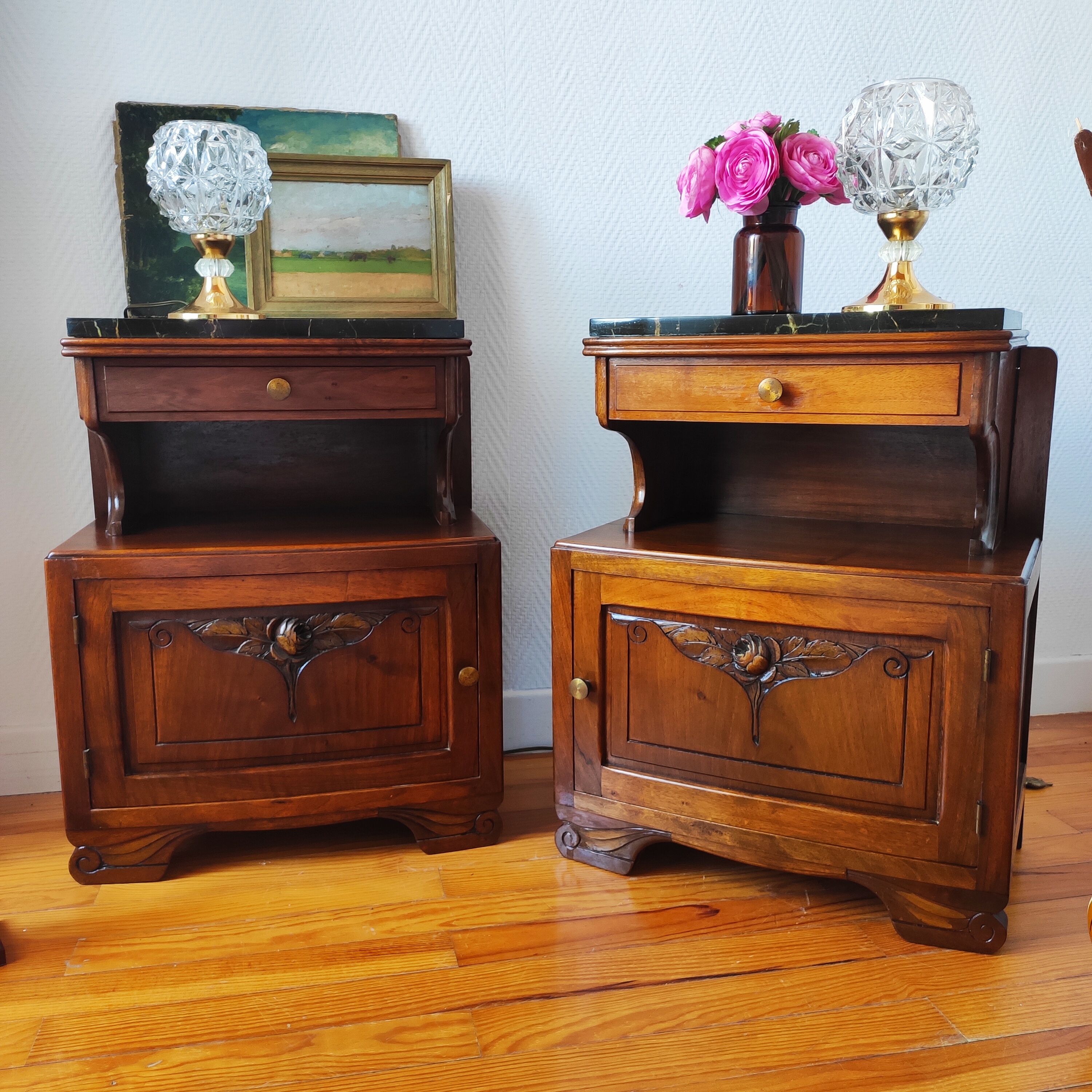 Pair of art deco bedside tables