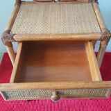 2 rattan rattan banbou bedside tables with vintage drawer