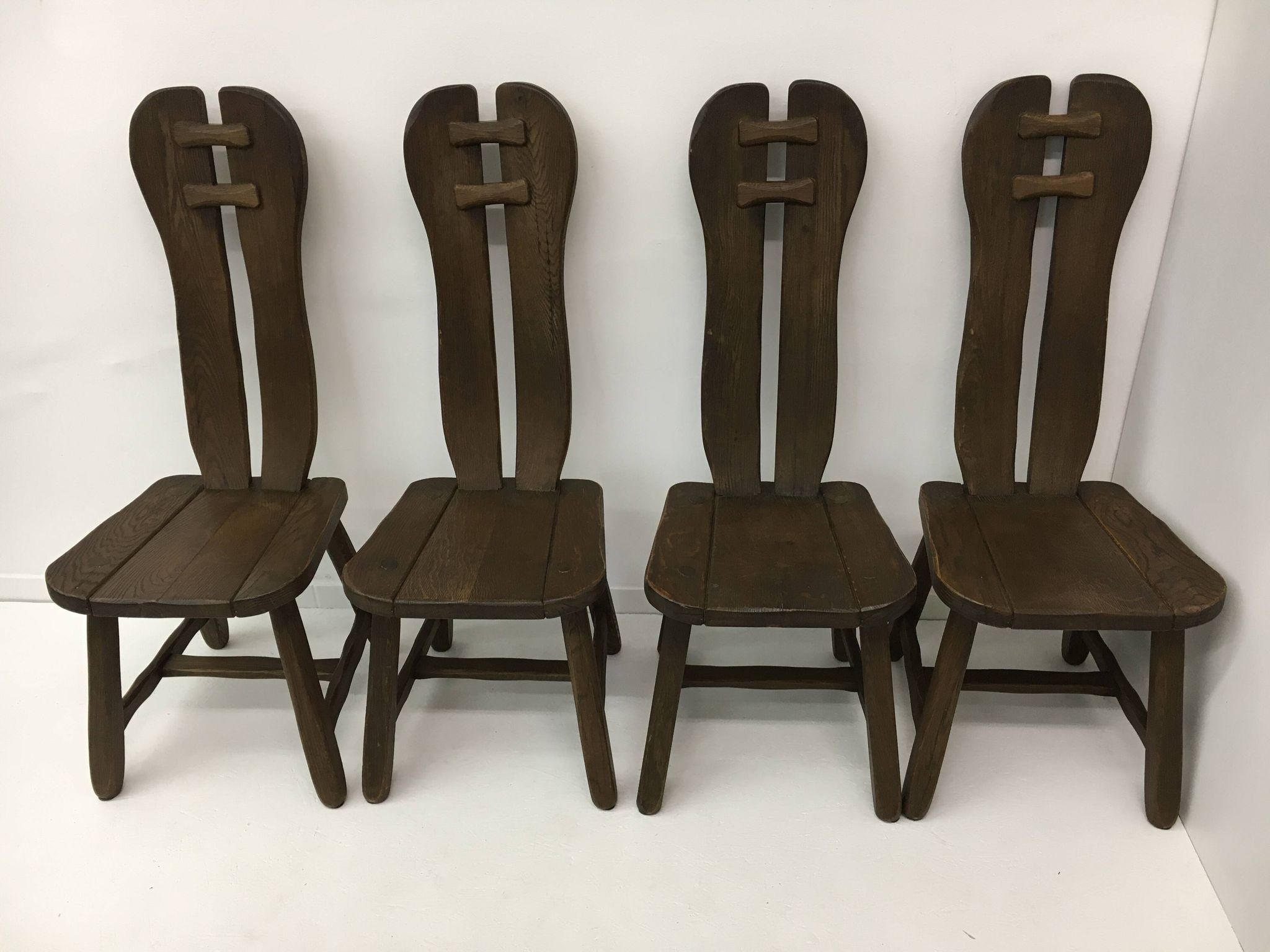 Set of 4 Belgian Brutalist Dining Chairs from De Puydt, 1970’s