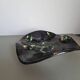 French ceramic bowl, lava glaze, black and green.