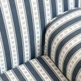 Armchair, striped fabric with flowers, 80s/90s