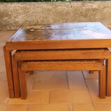 Malagasy marquetry trundle tables